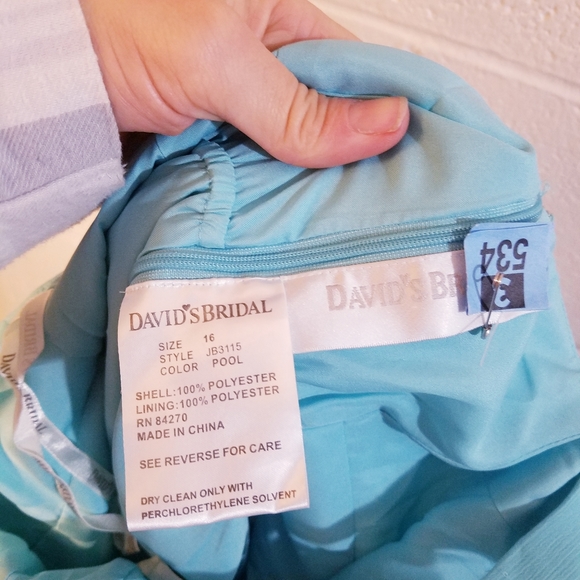 David's bridal jr sz dress 16 in pool aqua - Picture 2 of 3